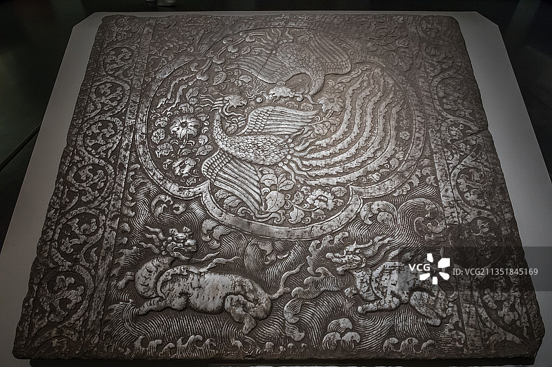 国家博物馆双凤麒麟纹石刻元1966年北京桦皮厂西部明城墙基址图片素材