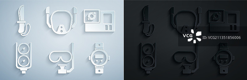 潜水面罩呼吸管运动相机仪表套装图片素材