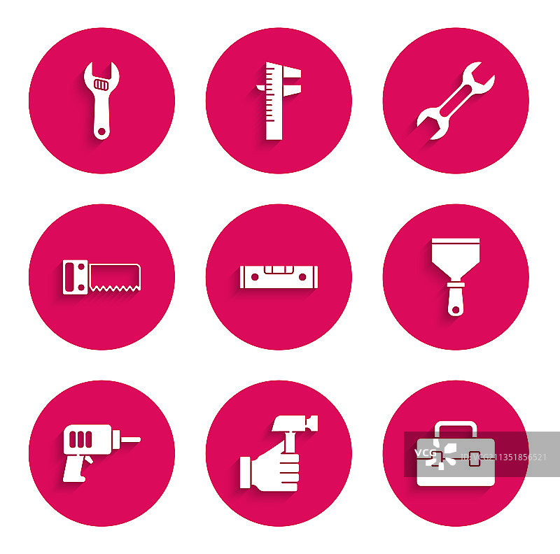 建筑施工气泡水平仪锤子工具箱套装图片素材