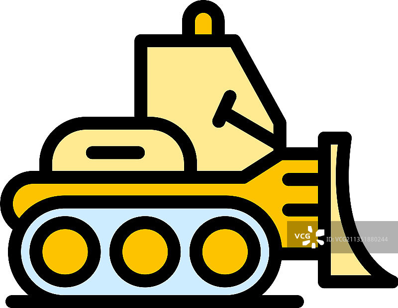 推土机装载机轮廓彩色图标图片素材