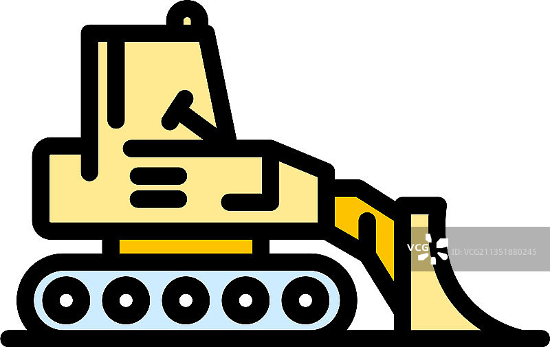 彩色轮廓推土机图标图片素材