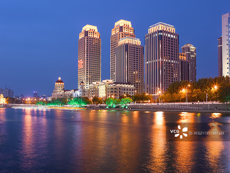 天津海河夜色图片素材
