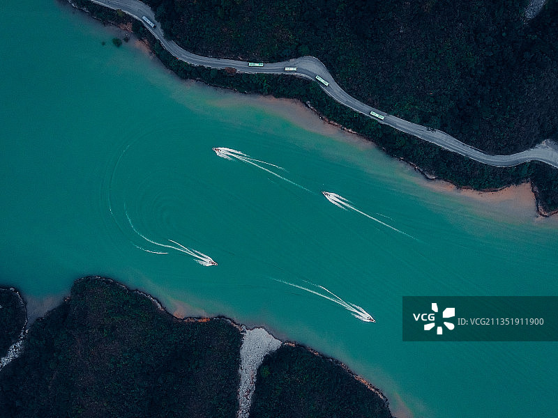 云台山子房湖航拍图片素材