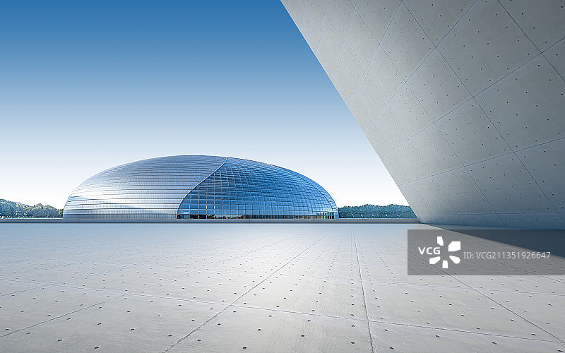 北京国家大剧院城市建筑地板背景图片素材