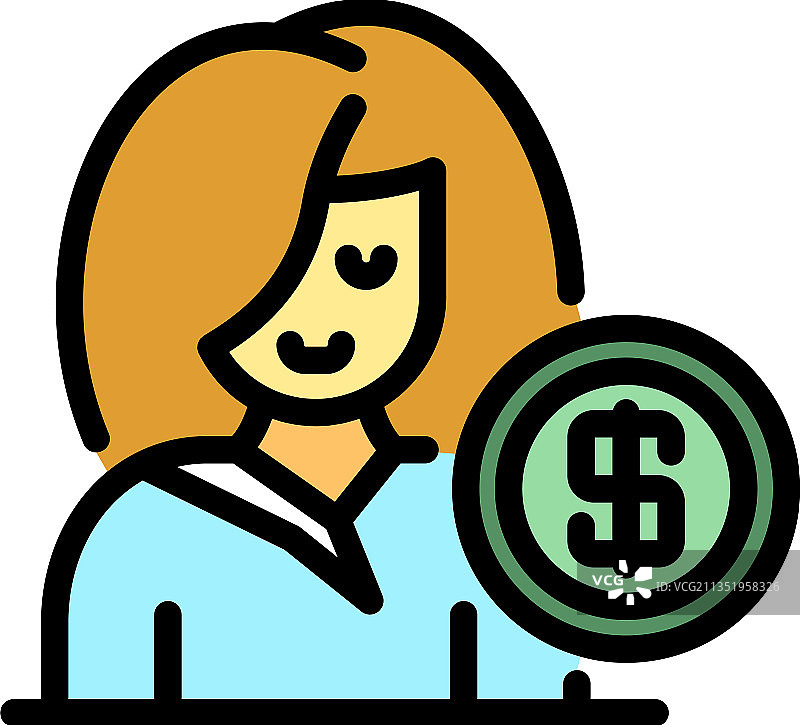 银行顾问雇员彩色轮廓图标图片素材