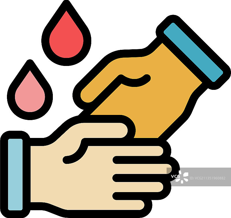 水滴手部图标彩色轮廓图片素材