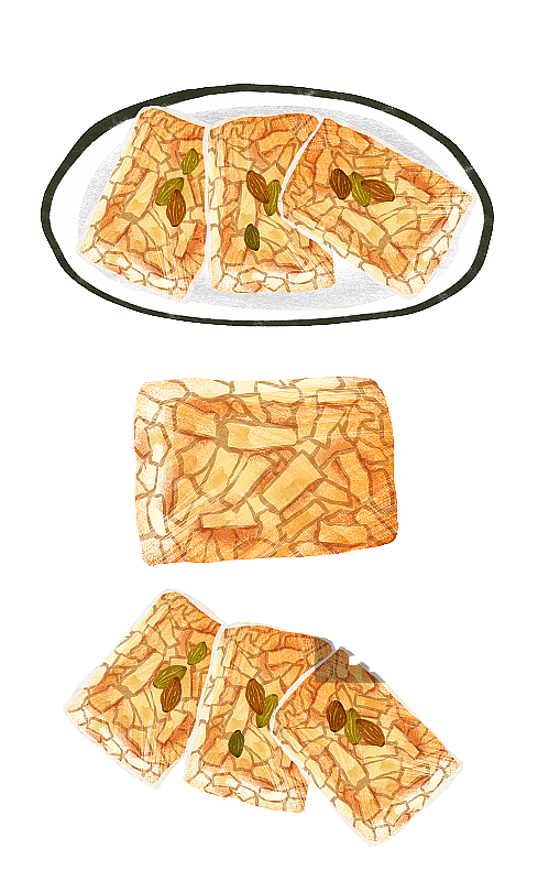 零食沙琪玛插画元素图片素材