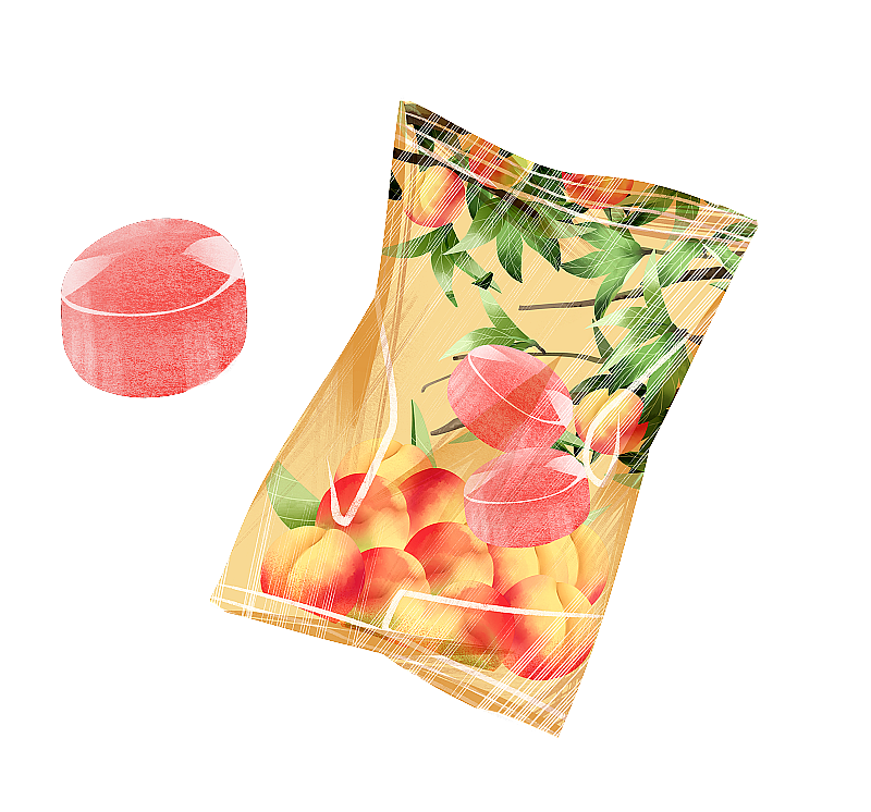 零食水蜜桃味硬糖插画元素图片素材