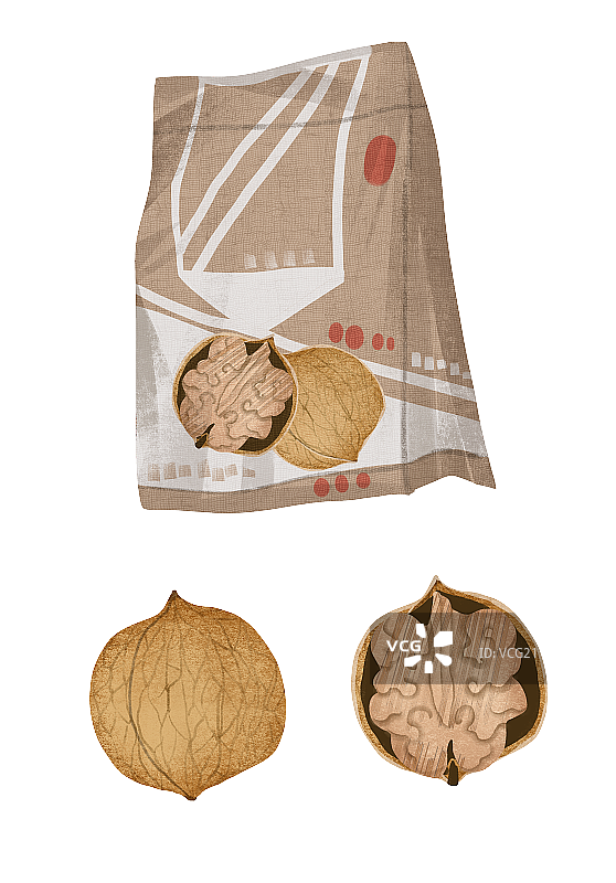 零食核桃插画元素图片素材