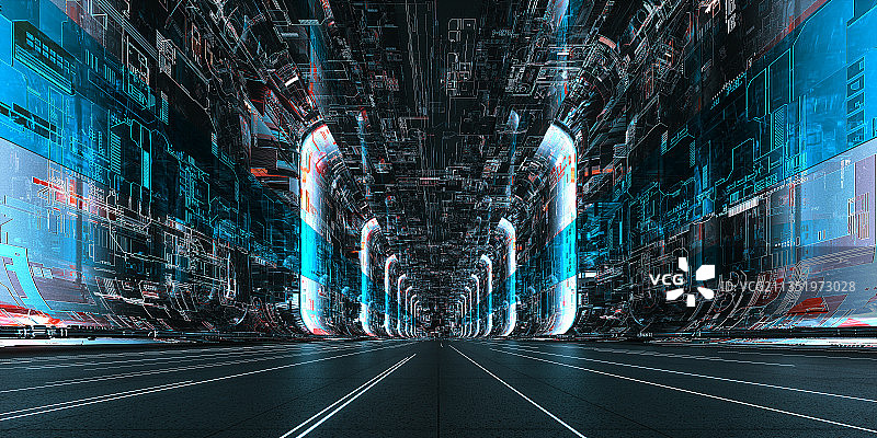 3D现代抽象霓虹灯空间背景图片素材