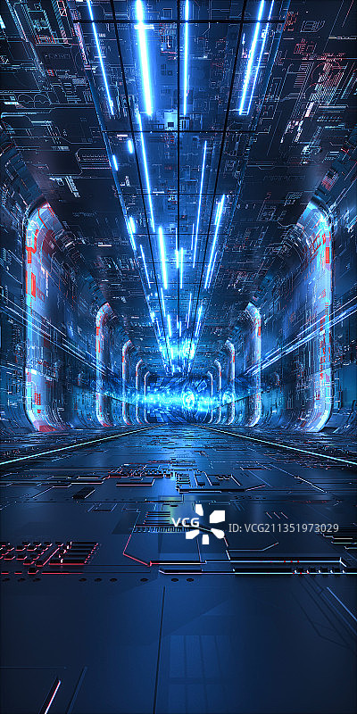 3D现代抽象霓虹灯空间背景图片素材