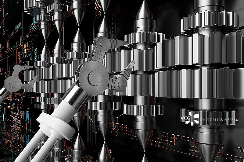 3D机械手和自动化生产线图片素材