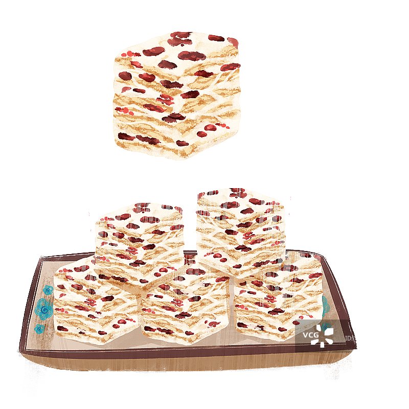 零食蔓越莓雪花酥插画元素图片素材