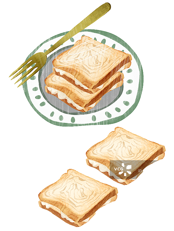 零食乳酸菌夹心吐司插画元素图片素材