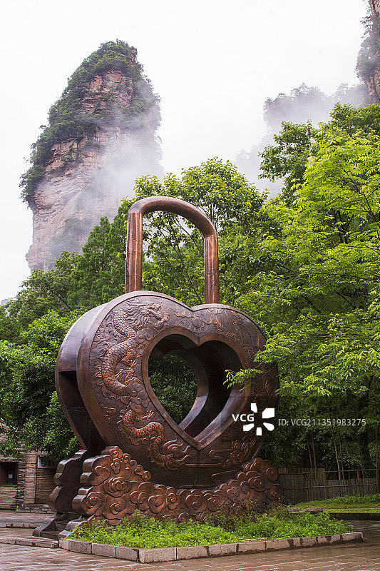 张家界的同心锁图片素材