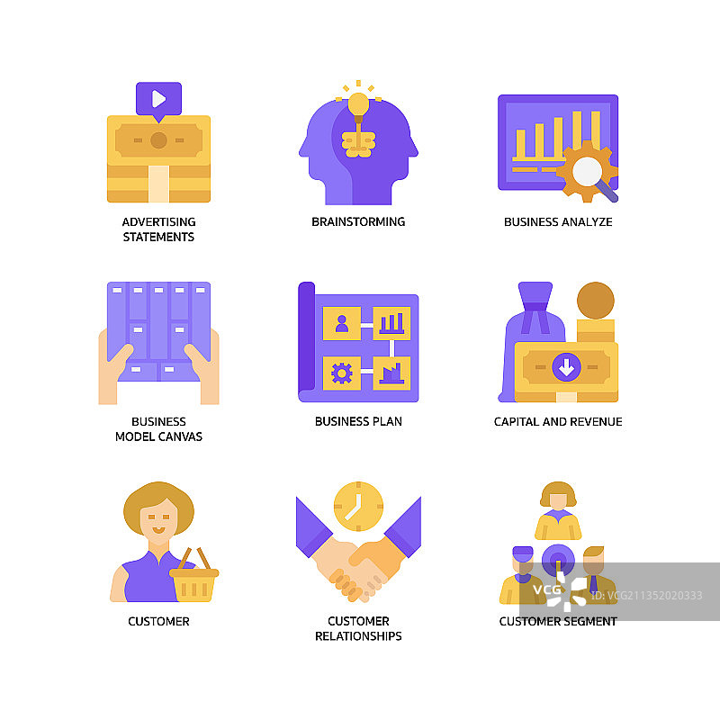 商业模式画布图标集图片素材