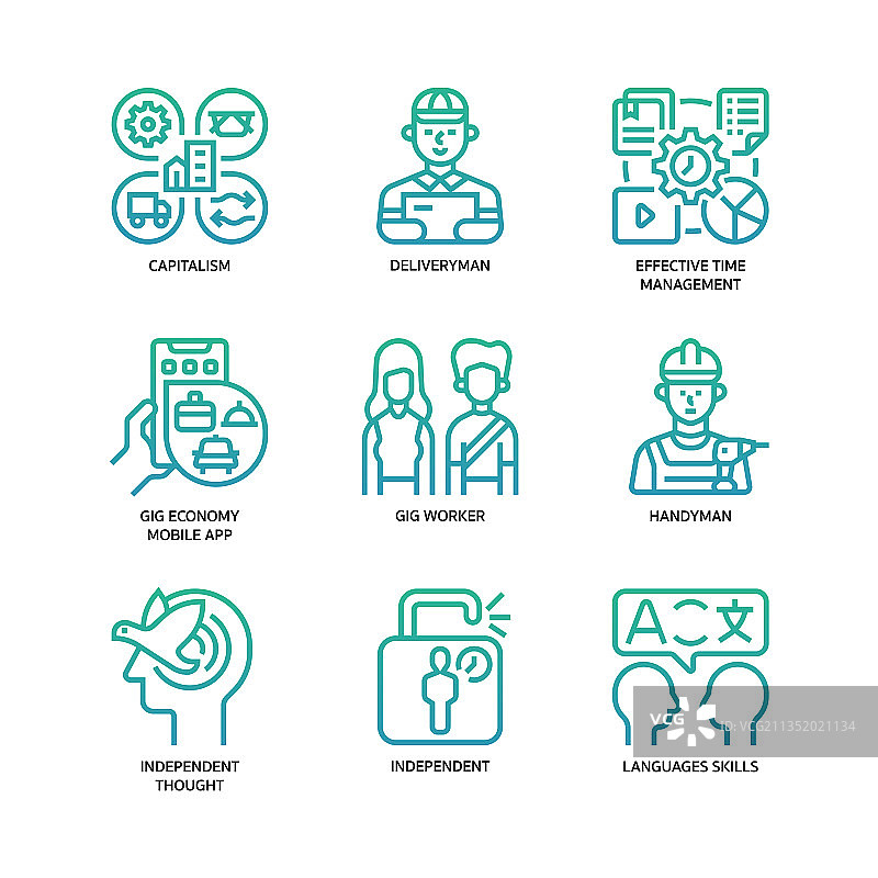 零工经济图标集图片素材