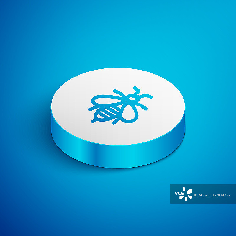 2.5D线条蜜蜂图标，蓝色背景图片素材