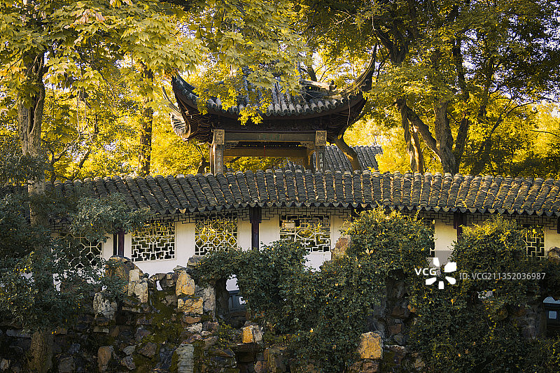 沧浪亭秋之晨图片素材