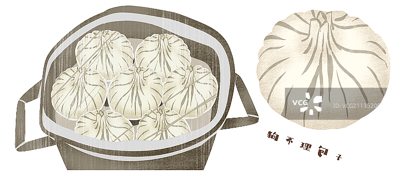 天津狗不理包子插画元素图片素材