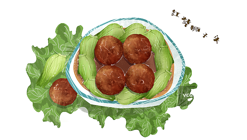 红烧狮子头插画元素图片素材