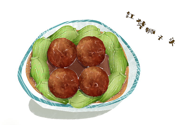 红烧狮子头插画元素图片素材