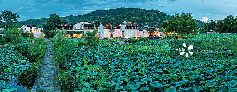 徽州村落夜景图片素材