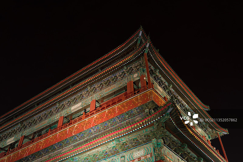 中国北京鼓楼的夜景图片素材