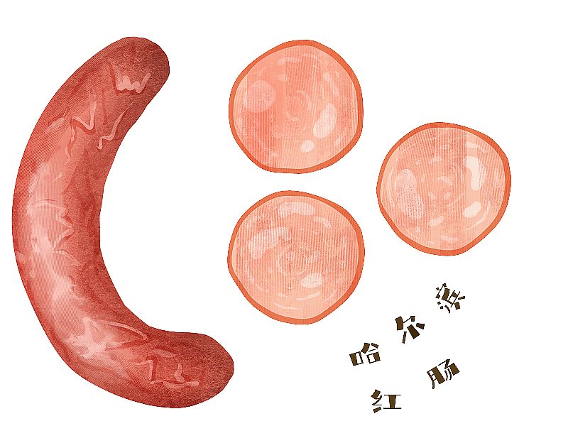 哈尔滨红肠插画元素图片素材