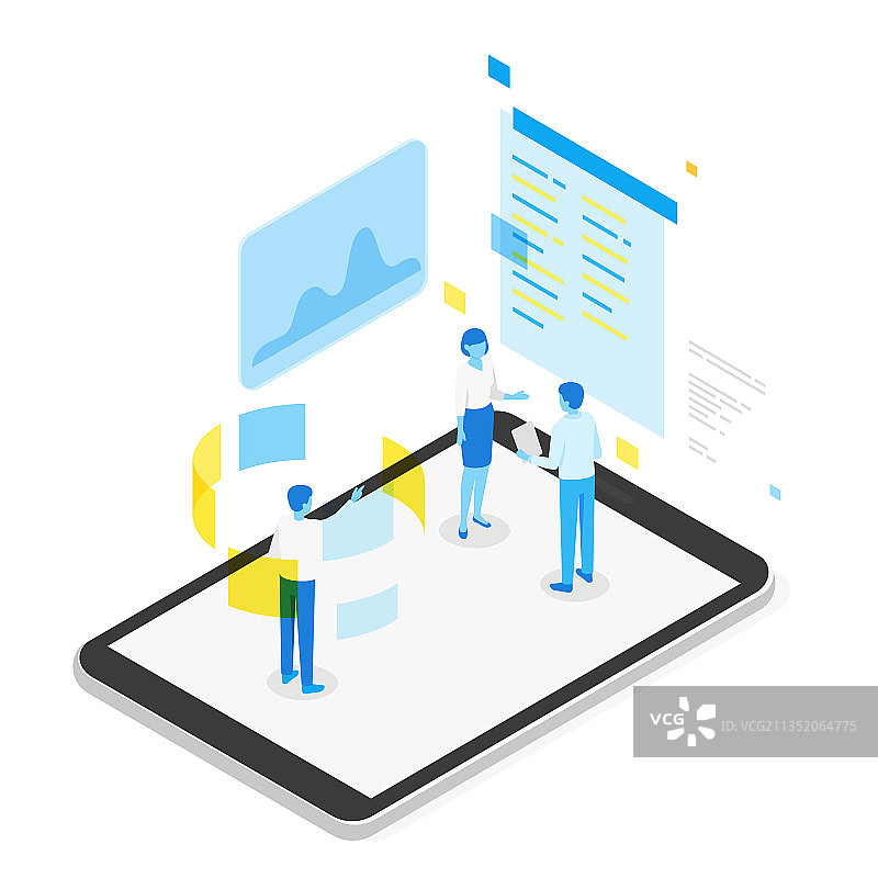 2.5D远程商务团队合作插画图片素材