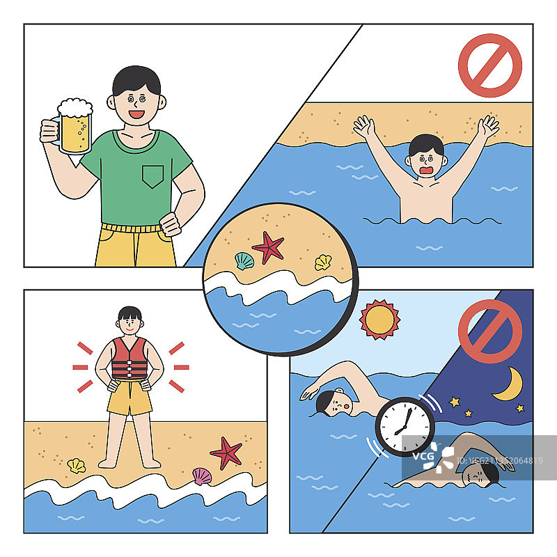 夏季海滩注意事项图片素材
