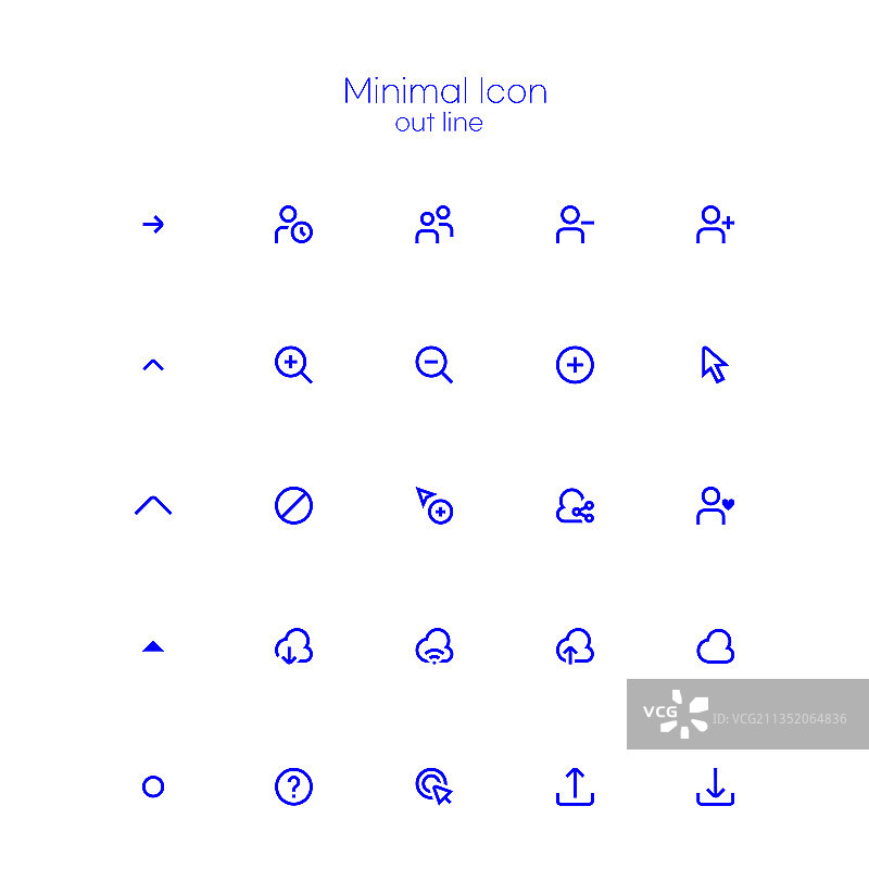 网站用户界面极简轮廓图标集图片素材