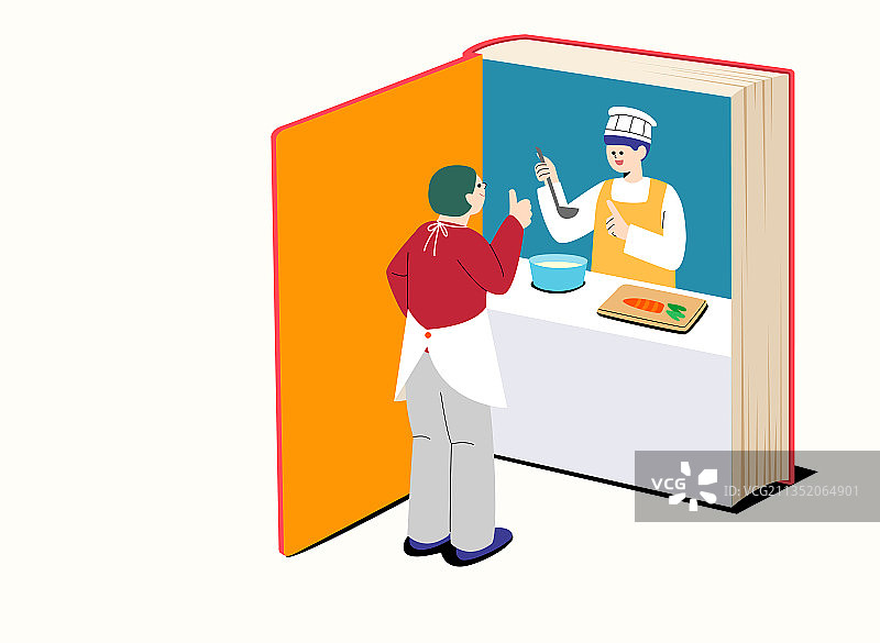 烹饪食谱书，厨师教学图片素材