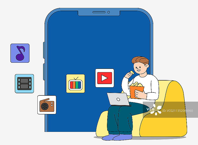 移动生活、音乐和OTT流媒体订阅图片素材