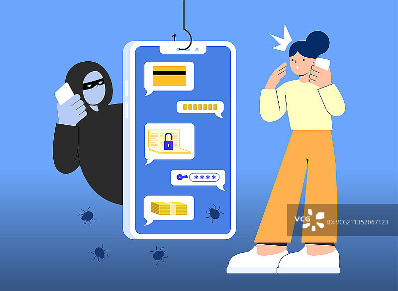 通过黑客攻击个人信息的手机网络诈骗图片素材