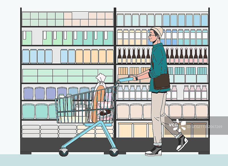 中年单身男人购物的一天图片素材