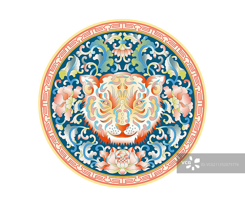 十二生肖传统花纹之生肖虎图片素材