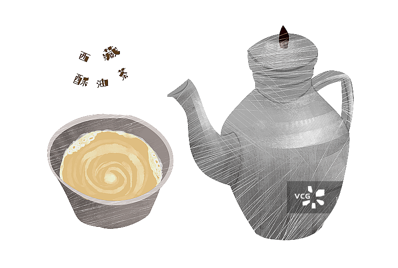 西藏酥油茶插画元素图片素材