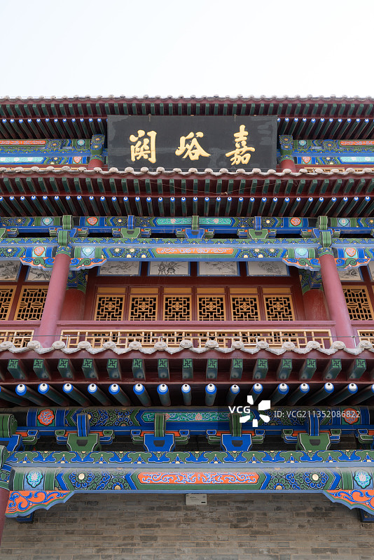 中国甘肃省雄伟的嘉峪关城楼图片素材