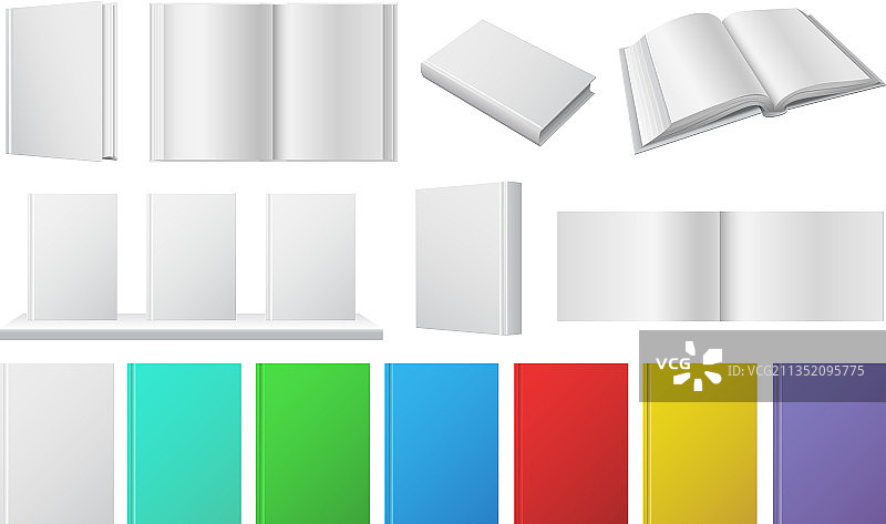 逼真书籍样机白色展开书本图片素材