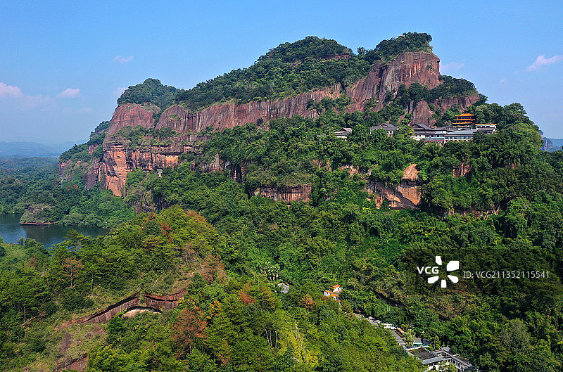 广东省韶关市仁化县中国红石公园丹霞山旅游风景区长老峰景区航拍图片素材