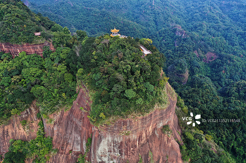 广东省韶关市仁化县中国红石公园丹霞山旅游风景区长老峰景区航拍图片素材