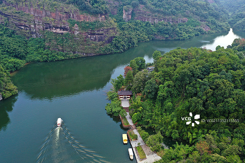 广东省韶关市仁化县中国红石公园丹霞山旅游风景区长老峰景区航拍图片素材