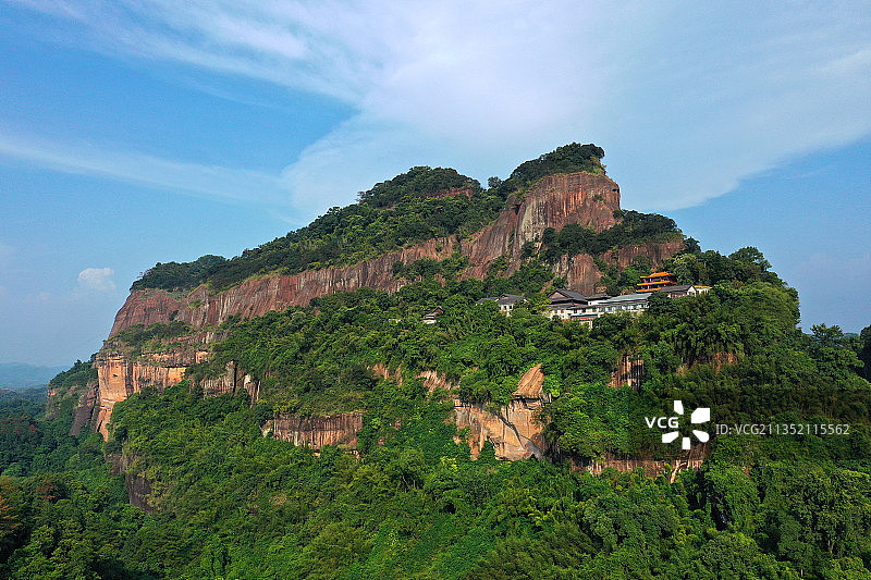 广东省韶关市仁化县中国红石公园丹霞山旅游风景区长老峰景区航拍图片素材