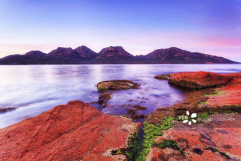 澳大利亚塔斯马尼亚科尔斯湾日落海景图片素材