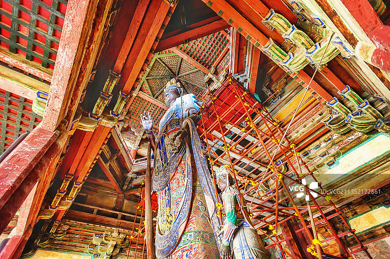 天津蓟州独乐寺观音阁菩萨泥像图片素材