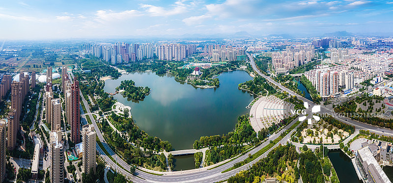 航拍山东枣庄城市风光全景图片素材