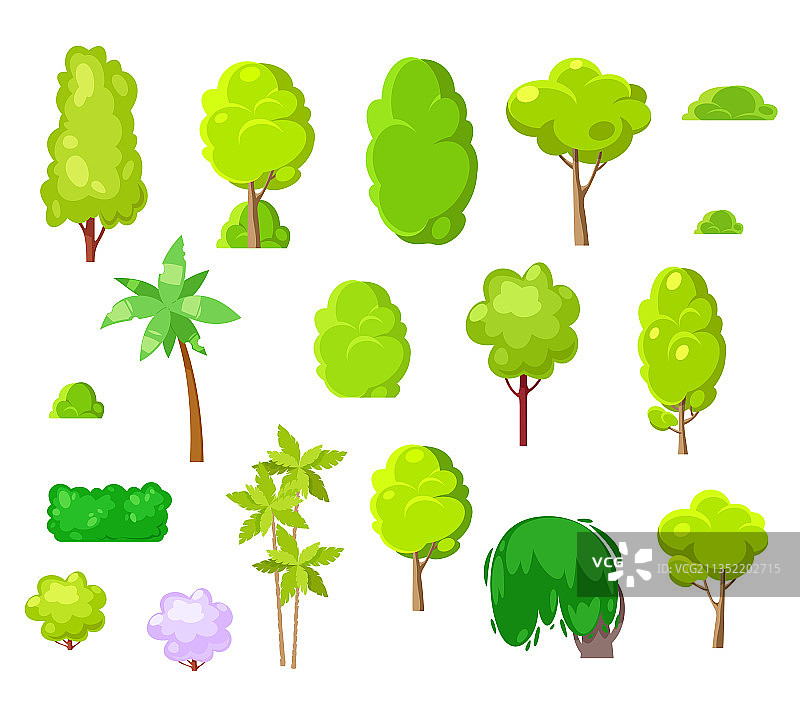 景观设计卡通树木植物灌木图片素材