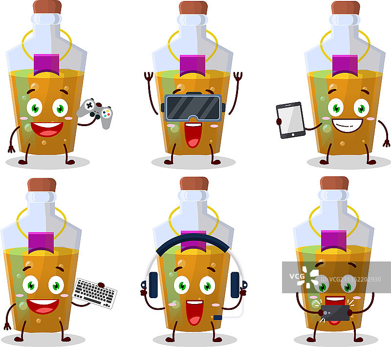 正在玩耍的橙色魔法药水卡通人物图片素材