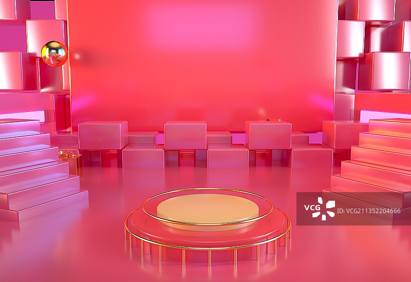 双十一双十二购物节三维展台背景图片素材